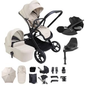 iCandy Core 2 Complete Pram, Accessory and Travel System Bundle with Cybex Cloud T & Base T - Sandstone