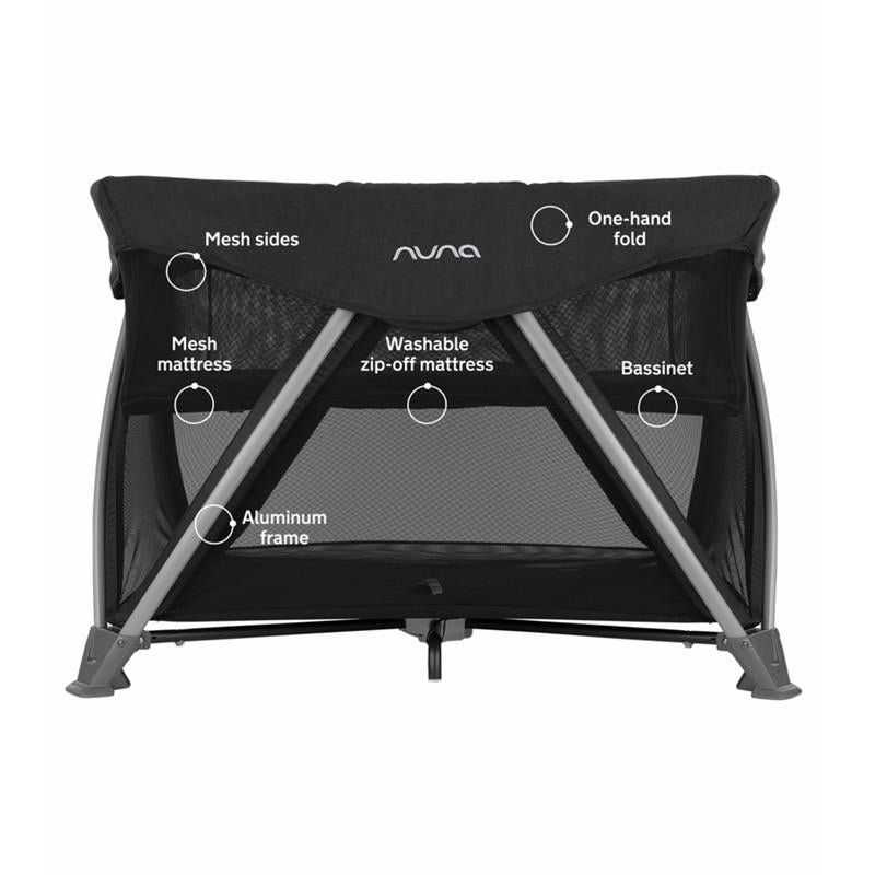 Nuna - Sena Aire Playard with Zip-Off Bassinet, Caviar - Image 2