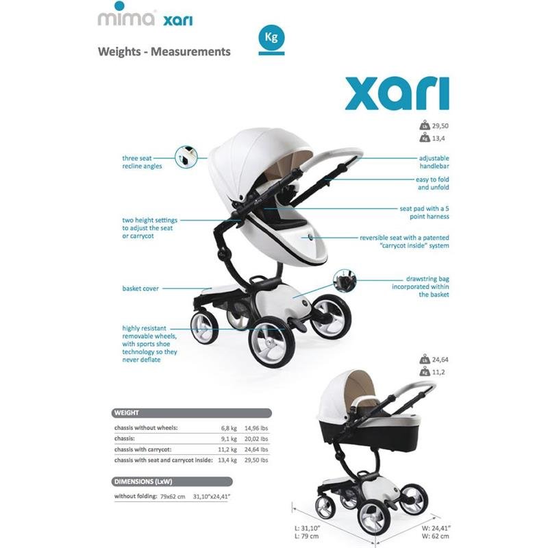 Mima - Xari 4G Complete Stroller, Graphite Grey Chassis/Argento Seat Box/Stone White Starter Pack - Image 3