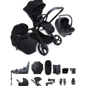 iCandy Core 2 Complete Pram, Accessory and Travel System Bundle with Cocoon 360 and Isofix Base - Black